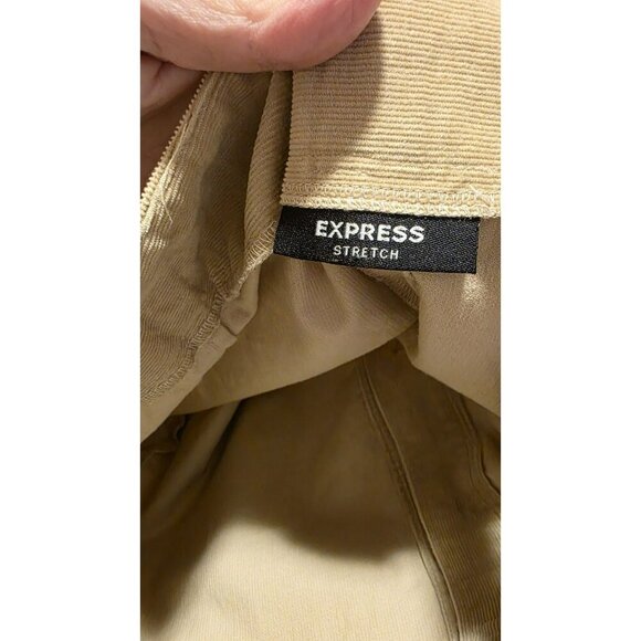 Express Corduroy Skirt Size Small Beige Cotton Spandex Button Down Preppy - Picture 4 of 7